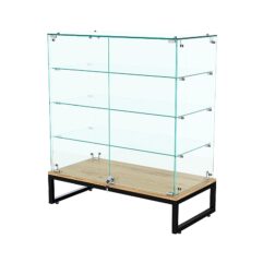 Торговый стеклянный прилавок ЛОФТ СТИЛЬ №123 (с дверками), Дуб Золотистый