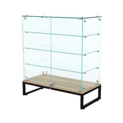Торговый стеклянный прилавок ЛОФТ СТИЛЬ №123 (с дверками), Дуб Сонома