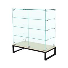 Торговый стеклянный прилавок ЛОФТ СТИЛЬ №123 (с дверками), Крем Вайс