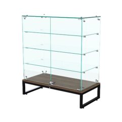 Торговый стеклянный прилавок ЛОФТ СТИЛЬ №123 (с дверками), Орех