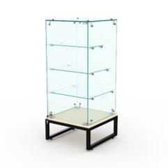 Торговый стеклянный прилавок ЛОФТ СТИЛЬ №112 (с дверкой), Крем Вайс