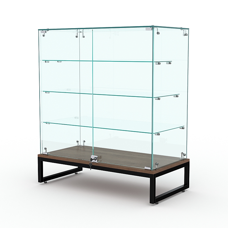 Торговый стеклянный прилавок ЛОФТ СТИЛЬ №108 (с дверками), Орех