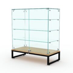 Торговый стеклянный прилавок ЛОФТ СТИЛЬ №128 (с дверками), Дуб Золотистый