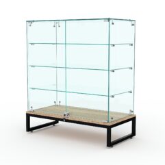 Торговый стеклянный прилавок ЛОФТ СТИЛЬ №128 (с дверками), Дуб Сонома