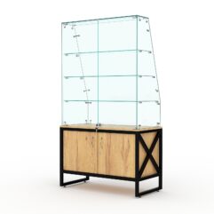 Торговый стеклянный прилавок ЛОФТ СТИЛЬ №115 (с дверками), Дуб Золотистый