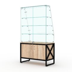 Торговый стеклянный прилавок ЛОФТ СТИЛЬ №115 (с дверками), Дуб Сонома