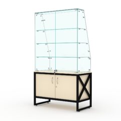 Торговый стеклянный прилавок ЛОФТ СТИЛЬ №115 (с дверками), Крем Вайс