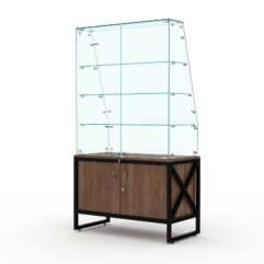 Торговый стеклянный прилавок ЛОФТ СТИЛЬ №115 (с дверками), Орех