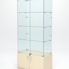 Витрина стеклянная ИСТРА №1 (с дверками, задняя стенка - стекло), Крем Вайс