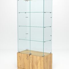 Витрина стеклянная ИСТРА №1 (с дверками, задняя стенка - стекло), Дуб Золотистый