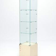 Витрина стеклянная ИСТРА №2 (с дверкой, задняя стенка - стекло), Крем Вайс