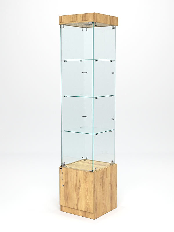 Витрина стеклянная ИСТРА №2 (с дверкой, задняя стенка - стекло), Дуб Золотистый