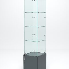 Витрина стеклянная ИСТРА №2 (с дверкой, задняя стенка - стекло), Темно-Серый