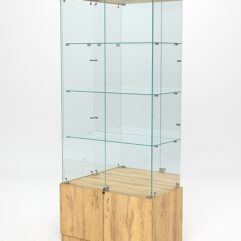 Витрина стеклянная ИСТРА №3 (с дверками, задняя стенка - зеркало), Дуб Золотистый