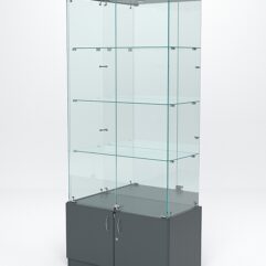 Витрина стеклянная ИСТРА №3 (с дверками, задняя стенка - зеркало), Темно-Серый