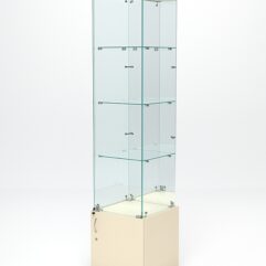 Витрина стеклянная ИСТРА №4 (с дверкой, задняя стенка - зеркало), Крем Вайс