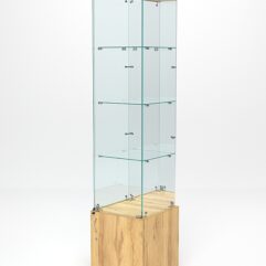 Витрина стеклянная ИСТРА №4 (с дверкой, задняя стенка - зеркало), Дуб Золотистый