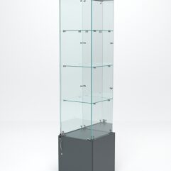 Витрина стеклянная ИСТРА №4 (с дверкой, задняя стенка - зеркало), Темно-Серый