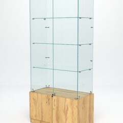 Витрина стеклянная ИСТРА №5 (с дверками, задняя стенка - стекло), Дуб Золотистый