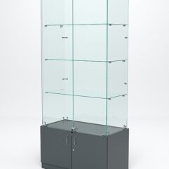 Витрина стеклянная ИСТРА №5 (с дверками, задняя стенка - стекло), Темно-Серый