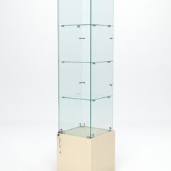 Витрина стеклянная ИСТРА №6 (с дверкой, задняя стенка - стекло), Крем Вайс