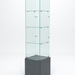 Витрина стеклянная ИСТРА №6 (с дверкой, задняя стенка - стекло), Темно-Серый