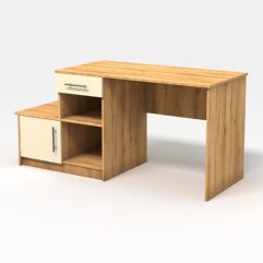 Компьютерный стол письменный №6, Дуб Золотистый и Крем Вайс