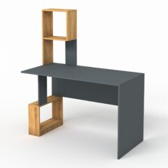 Компьютерный стол письменный №9, Темно-серый и Дуб Золотистый