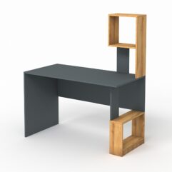 Компьютерный стол письменный №10, Темно-серый и Дуб Золотистый