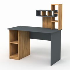 Компьютерный стол письменный №11, Темно-серый и Дуб Золотистый