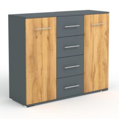 Комод Оззи №1, Темно-серый и Дуб Золотистый