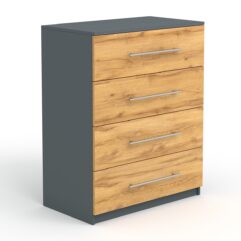 Комод Оззи №2, Темно-серый и Дуб Золотистый