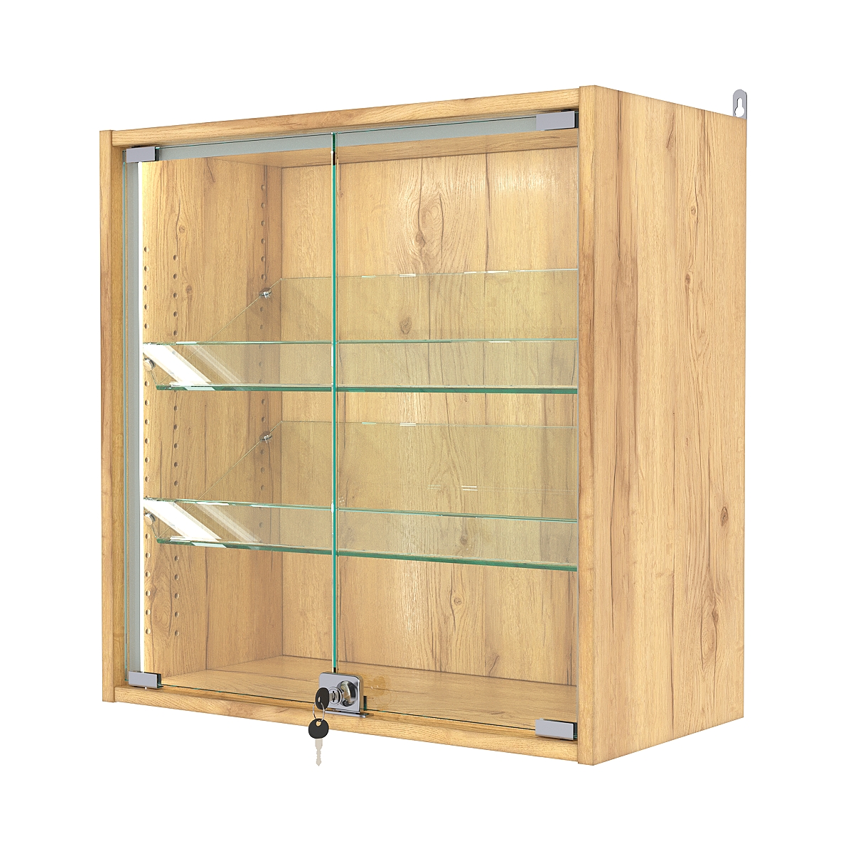 Витрина настенная с регулировочными полками №1-1АКГ-РЕГ-П, Дуб Золотистый