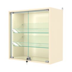 Витрина настенная с регулировочными полками №1-1АКГ-РЕГ-П, Крем Вайс
