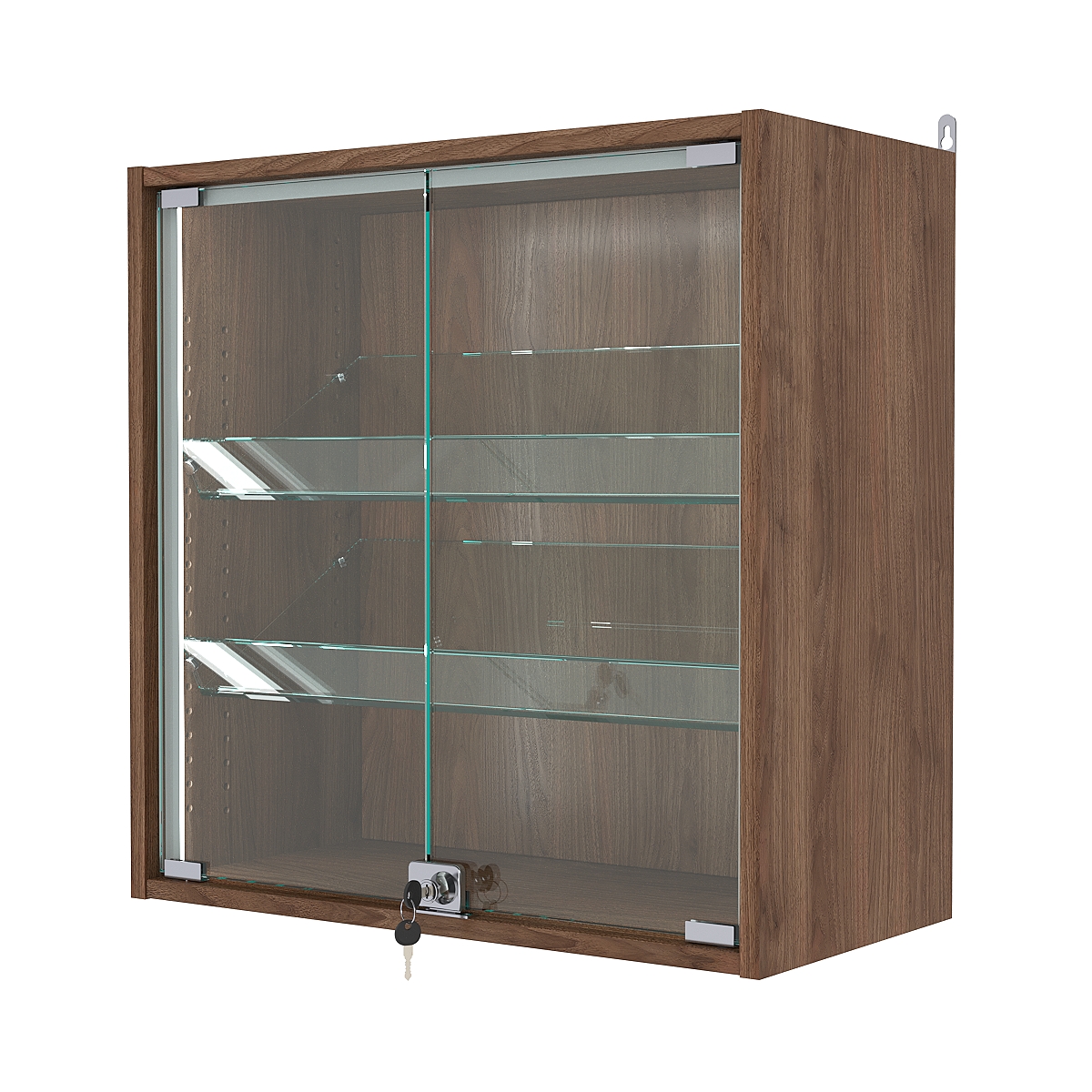 Витрина настенная с регулировочными полками №1-1АКГ-РЕГ-П, Орех