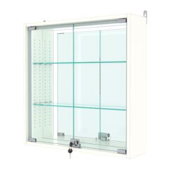 Витрина настенная с регулировочными полками №1-2А-РЕГ-П с зеркалом, Белый