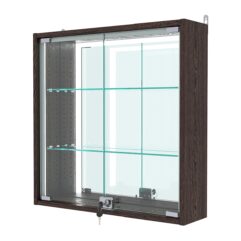 Витрина настенная с регулировочными полками №1-2А-РЕГ-П с зеркалом, Дуб Венге