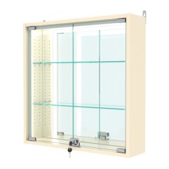 Витрина настенная с регулировочными полками №1-2А-РЕГ-П с зеркалом, Крем Вайс