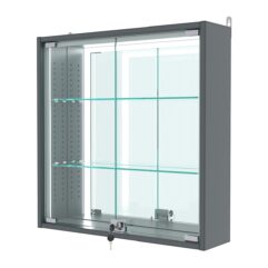 Витрина настенная с регулировочными полками №1-2А-РЕГ-П с зеркалом, Темно-Серый