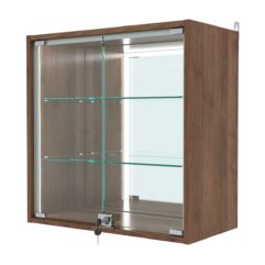 Витрина настенная №1-2АГ-П с зеркалом, Орех