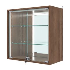 Витрина настенная с регулировочными полками №1-2АГ-РЕГ-П с зеркалом, Орех