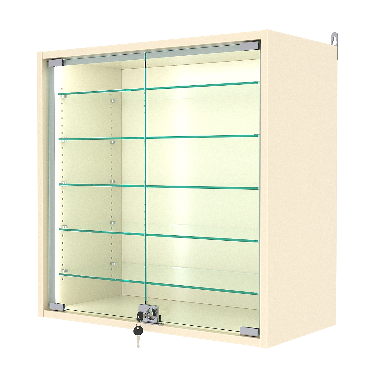 Витрина настенная с регулировочными полками №1-5АГ-РЕГ-П, Крем Вайс