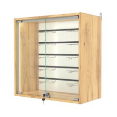 Витрина настенная №1-1БГ-П с экономпанелью, без полок, Дуб Золотистый