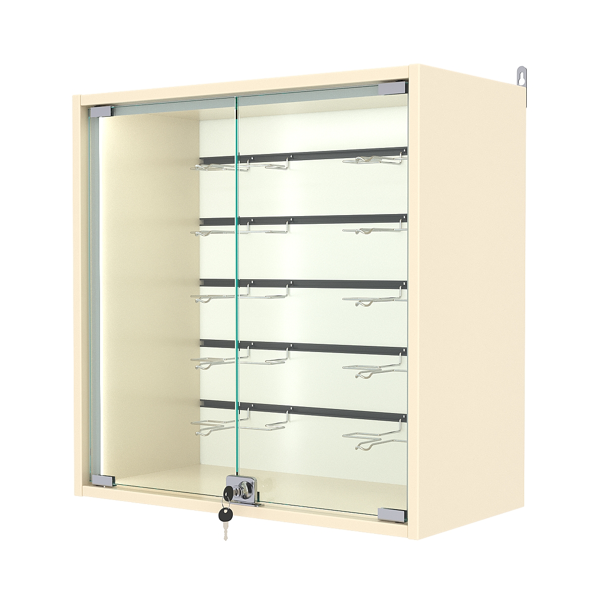 Витрина настенная №1-1БГ-П с экономпанелью, без полок, Крем Вайс