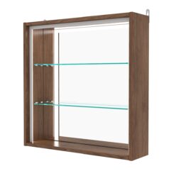 Витрина настенная №1-2Г-П с зеркалом, Орех