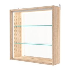 Витрина настенная с регулировочными полками №1-2Г-РЕГ-П с зеркалом, Дуб Сонома