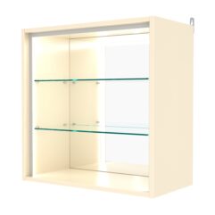 Витрина настенная №1-2ГГ-П с зеркалом, Крем Вайс