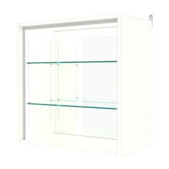 Витрина настенная с регулировочными полками №1-2ГГ-РЕГ-П с зеркалом, Белый