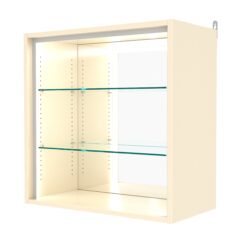 Витрина настенная с регулировочными полками №1-2ГГ-РЕГ-П с зеркалом, Крем Вайс