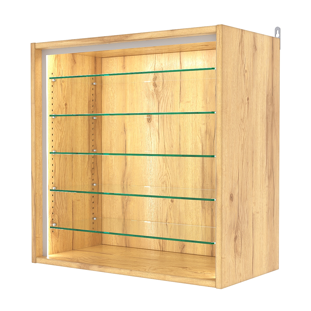 Витрина настенная с регулировочными полками №1-5ГГ-РЕГ-П, Дуб Золотистый